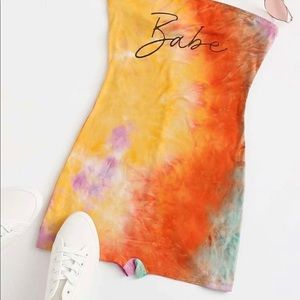Romper Letter  Graphic Tie  Dye Tube Unitard